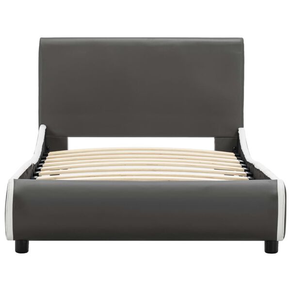 vidaXL Estrutura de cama 100x200cm couro artificial cinzento antracite