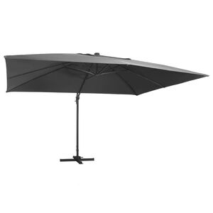 vidaXL Guarda-sol cantilever c/ luzes LED e poste alum&iacute;nio antracite