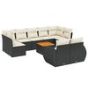 vidaXL 10 pcs conjunto sof&aacute;s de jardim c/ almofad&otilde;es vime PE preto