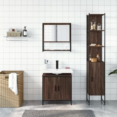 vidaXL 3 pcs conj. móveis WC derivados madeira cor carvalho castanho