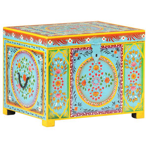 vidaXL Caixa de arruma&ccedil;&atilde;o pintada &agrave; m&atilde;o 50x40x40 cm mangueira maci&ccedil;a
