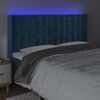 vidaXL Cabeceira cama c/ luzes LED veludo 163x16x118/128cm azul-escuro