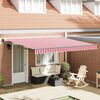 vidaXL Toldo Retr&aacute;til Vermelho e branco 400 &times; 300 cm Poli&eacute;ster