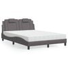 vidaXL Cama Viana com colch&atilde;o 140x200 cm couro artificial cinzento