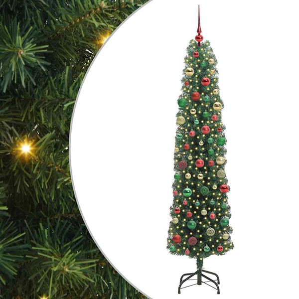 vidaXL Árvore de Natal Artificial Verde 210 cm PVC e Aço e Plástico