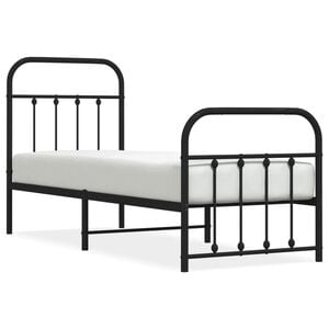 vidaXL Estrutura de cama com cabeceira e p&eacute;s 75x190 cm metal preto