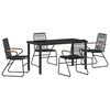 vidaXL Conjunto de Jantar para Jardim 5 pcs Preto A&ccedil;o revestido a p&oacute;
