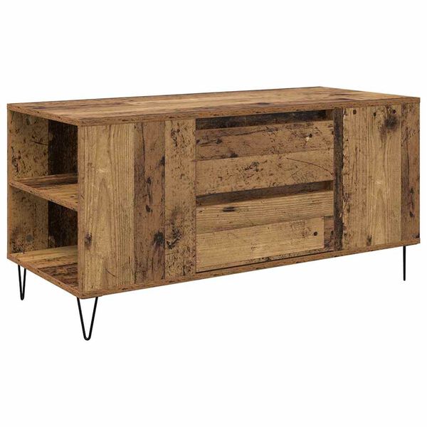 vidaXL Mesa de centro com gaveta Madeira Antiga 102 x 44,5 x 50 cm