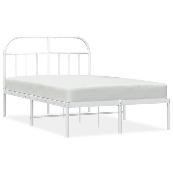 vidaXL Estrutura de cama com cabeceira 120x200 cm metal branco
