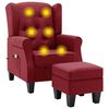 vidaXL Poltrona de massagens com apoio de p&eacute;s tecido vermelho tinto