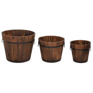 vidaXL 3 pcs conjunto de vasos em forma de balde abeto maci&ccedil;o