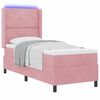 vidaXL Cama Box com colch&atilde;o com led Rosa 80 x 200 cm Veludo