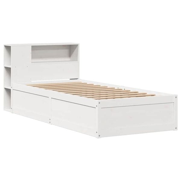vidaXL Cama sem colch&atilde;o 75x190 cm madeira de pinho maci&ccedil;a branco
