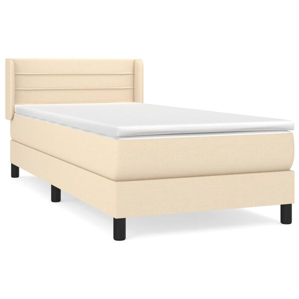 vidaXL Cama com molas/colch&atilde;o 80x200 cm tecido cor cr&egrave;me