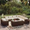 vidaXL 12 pcs conjunto lounge de jardim c/ almofad&otilde;es vime PE castanho
