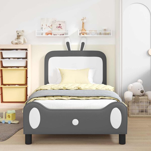 vidaXL Estrutura de Cama Infantil com Cabeceira Cinzento-claro PU