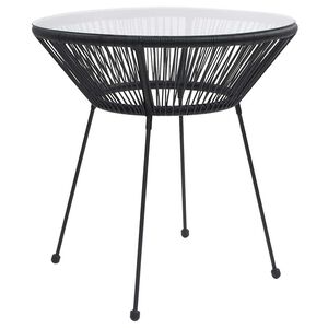 vidaXL Mesa de jantar para jardim &Oslash;70x74 cm vime e vidro preto