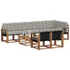vidaXL Conjunto de Sof&aacute;s para Exterior 9 pcs Cinza Natural e Claro