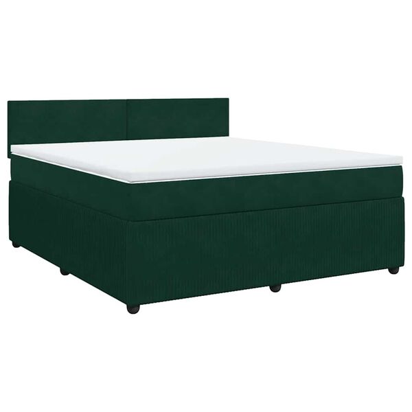 vidaXL Cama com molas/colch&atilde;o 180x200 cm veludo verde-escuro