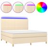 vidaXL Cama box spring c/ colch&atilde;o e LED 180x200 cm tecido cor creme