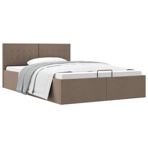 vidaXL Cama hidr&aacute;ulica c/ arruma&ccedil;&atilde;o 120x200cm tecido cinza-acastanhado