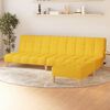 vidaXL Sof&aacute;-cama de 2 lugares com apoio de p&eacute;s tecido amarelo