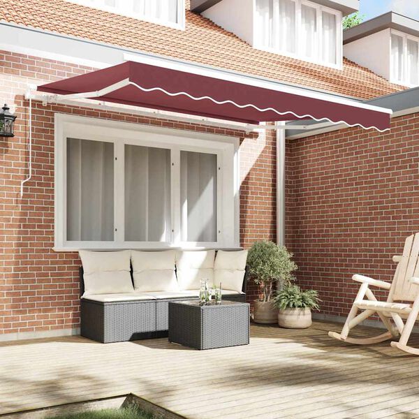 vidaXL Toldo Retr&aacute;til Manual Borgonha 250 x 200 cm tecido