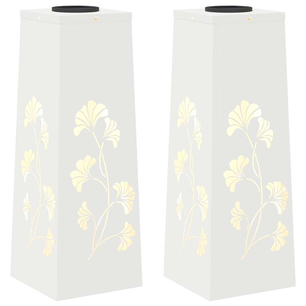 vidaXL Luz Solar LED de Caminho 2 pcs Branco A&ccedil;o Laminado a Frio