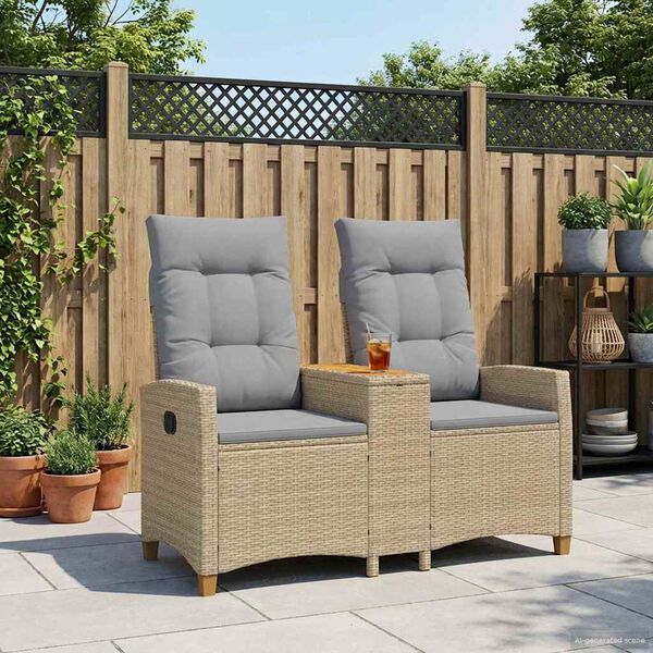 vidaXL Banco reclin&aacute;vel com mesa Bege e Cinza Claro 126 x 65 x 112 cm