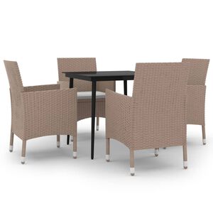 vidaXL 5 pcs conjunto de jantar p/ jardim c/ almofad&otilde;es vime PE/vidro