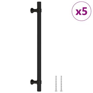 vidaXL Puxadores para m&oacute;veis 5 pcs 192 mm a&ccedil;o inoxid&aacute;vel preto