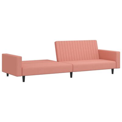vidaXL Sofá-cama de 2 lugares veludo rosa