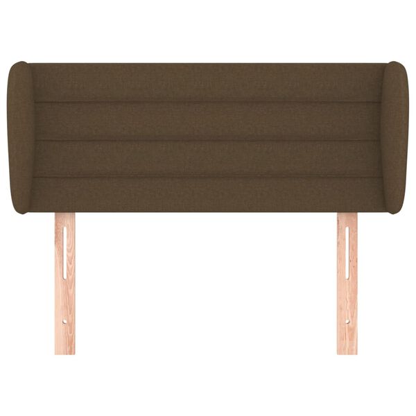 vidaXL Cabeceira de cama c/ abas tecido 103x23x78/88cm castanho-escuro