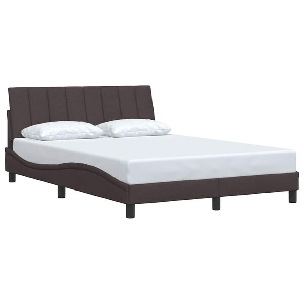 vidaXL Estrutura de cama sem colch&atilde;o Hanko 140x190 cm tecido castanho-escuro