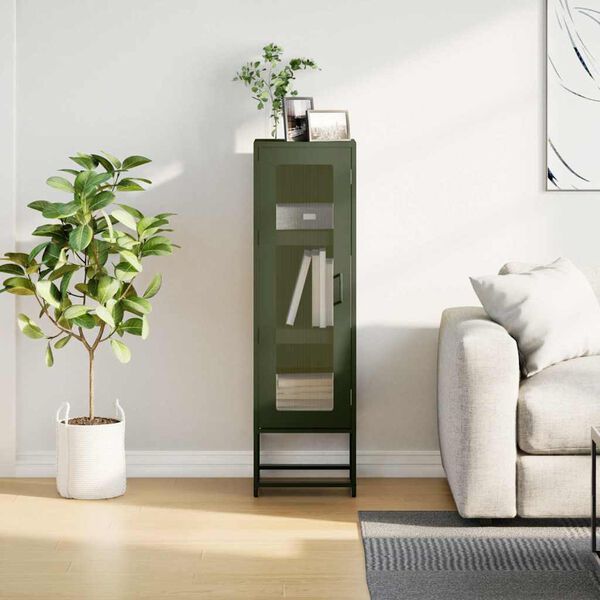 vidaXL Móvel alto 36x39x123 cm aço laminado a frio verde-azeitona