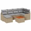 vidaXL Conjunto de Sof&aacute; de Jardim 7 unid. Bege e Cinza Claro vime PE