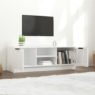 vidaXL Móvel para TV 102x35x36,5cm madeira processada branco brilhante