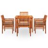 vidaXL 5 pcs conjunto de jantar exterior c/ almofad&otilde;es ac&aacute;cia maci&ccedil;a