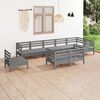 vidaXL 9 pcs conjunto lounge de jardim pinho maci&ccedil;o cinzento