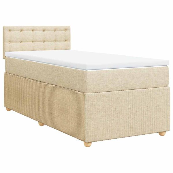 vidaXL Cama com molas/colch&atilde;o 80x200 cm tecido cor cr&egrave;me
