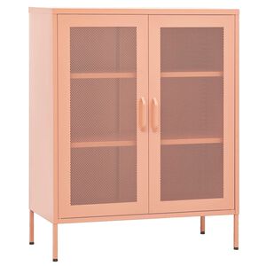 vidaXL Arm&aacute;rio de arruma&ccedil;&atilde;o a&ccedil;o 80x35x101,5 cm rosa