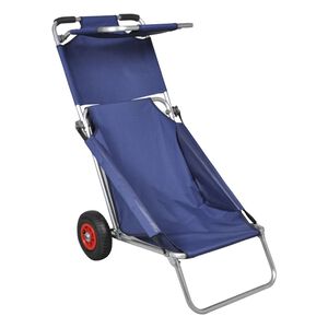 vidaXL Carrinho de praia port&aacute;vel e dobr&aacute;vel com rodas azul