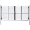 vidaXL Port&atilde;o de jardim em tela de a&ccedil;o galvanizado 300x175 cm cinza