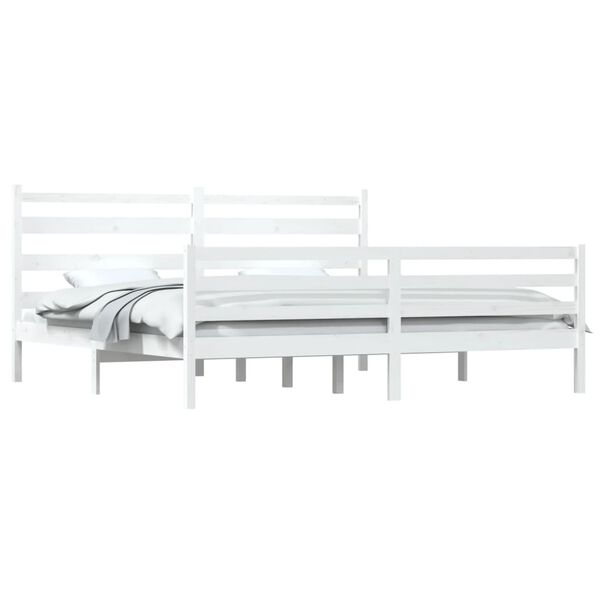 vidaXL Estrutura de cama 200x200 cm pinho maci&ccedil;o branco