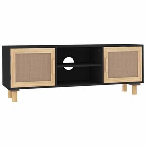 vidaXL M&oacute;vel de TV 105x30x40 cm pinho maci&ccedil;o/vime natural preto