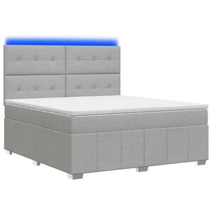 vidaXL Cama Box com LED e Colch&atilde;o Cinzento-claro 180 x 200 cm Tecido