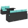 vidaXL Conjunto de Sof&aacute; de Jardim 6 pcs Preto Rattan de Polipropileno