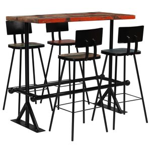 vidaXL Conjunto de bar 5 pcs madeira recuperada maciça multicor