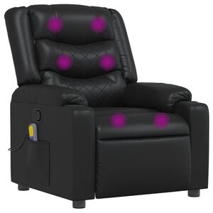 vidaXL Poltrona de massagens reclin&aacute;vel couro artificial preto