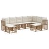 vidaXL Conjunto de Sof&aacute;s para Exterior 9 lugar Natural e Branco Creme